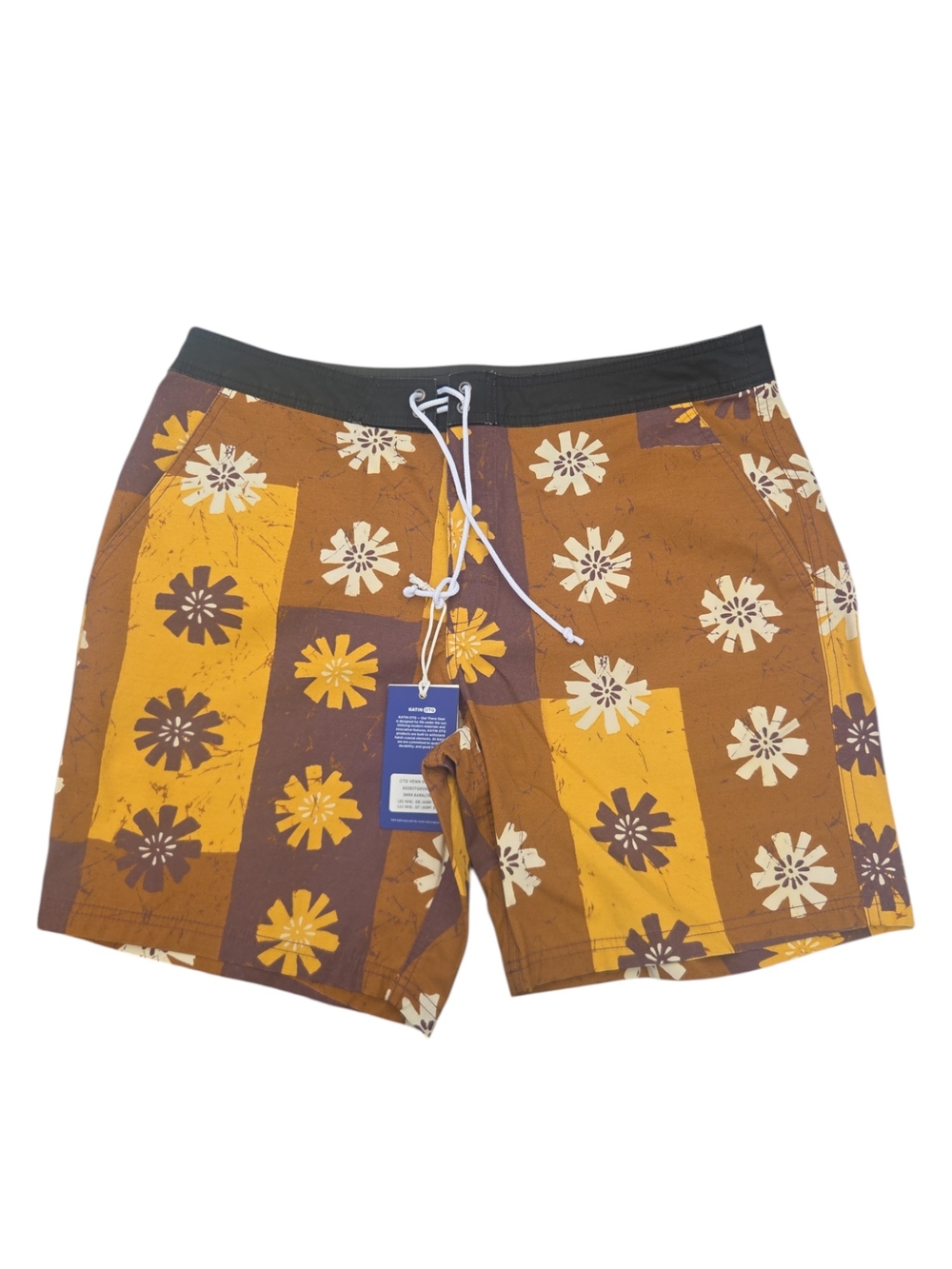 Katin Brown and Yellow Floral Patchwork Board Shorts